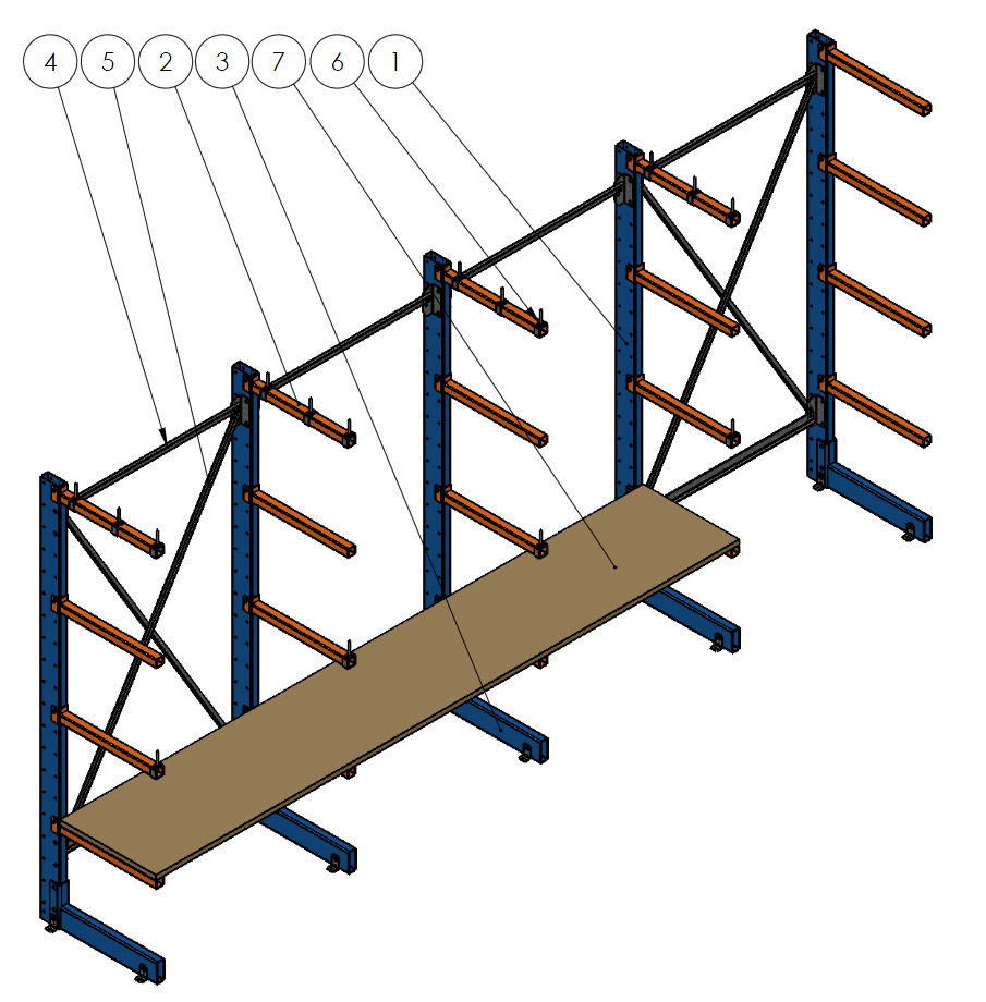 light duty cantilever rack parts